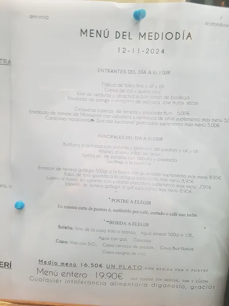 menu 2 of Restaurante La Tata