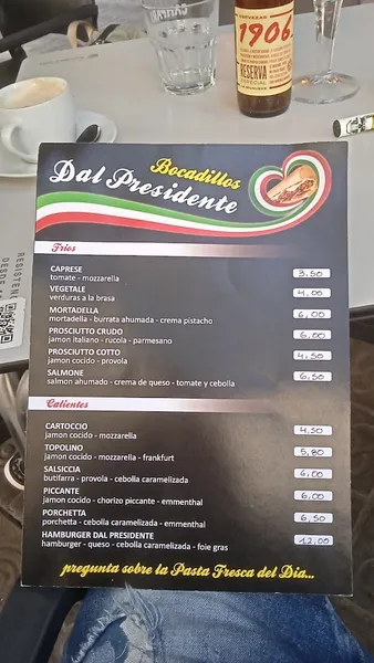 menu 2 of Dal Presidente