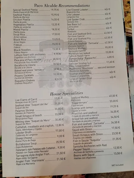 menu 2 of Restaurante Paco Alcalde