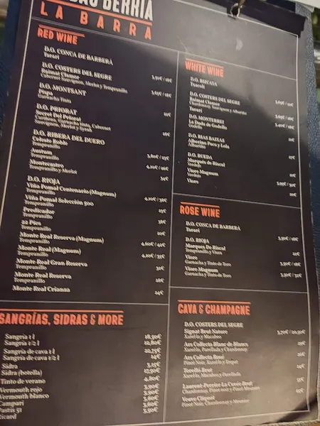 menu 2 of Bilbao Berria Barcelona