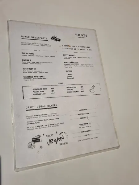 menu 2 of Roots Lamarca