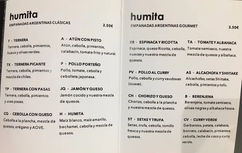 menu 0 of Humita Coffee