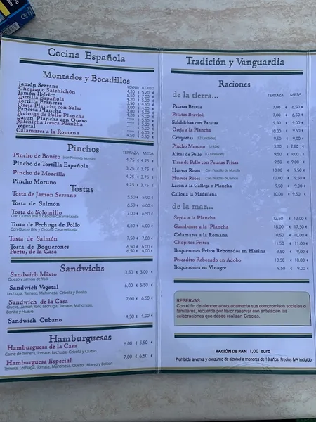 menu 0 of Cafetería Portu