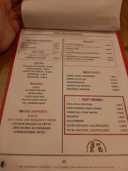menu 0 of Kaf Restaurante cocina fusion oriental