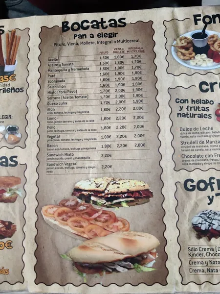 menu 1 of La Churrocatería