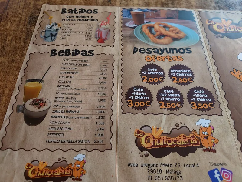menu 2 of La Churrocatería