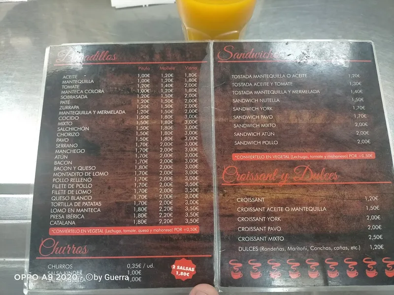 menu 0 of Cafetería, Churrería Lucy