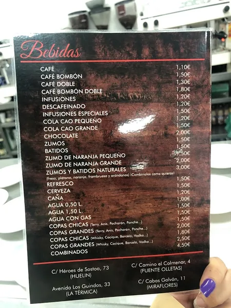 menu 1 of Cafetería, Churrería Lucy