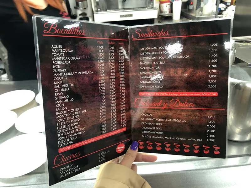 menu 2 of Cafetería, Churrería Lucy