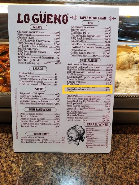 menu 1 of Lo Güeno Mesón