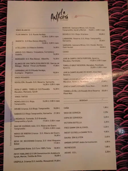 menu 0 of La Antxoeta Art Restaurant | Málaga
