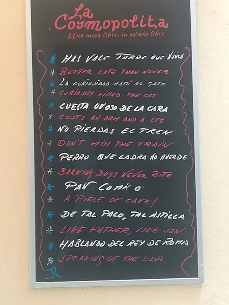 menu 2 of La Cosmopolita Malagueña | Dani Carnero | Restaurant in Malaga