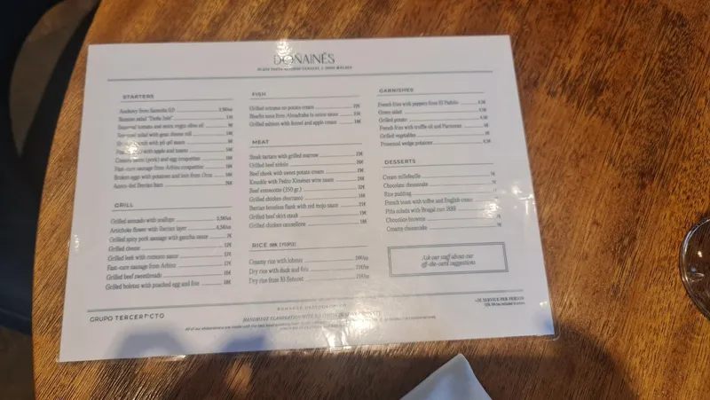 menu 2 of Doña Inés - Romance Gastronómico
