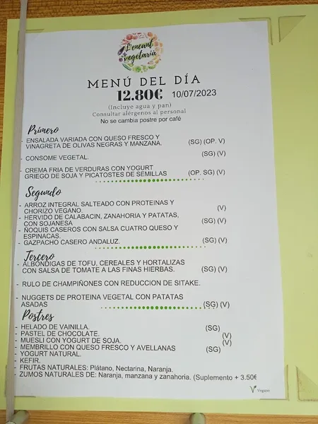menu 0 of L'Encant Vegetarià