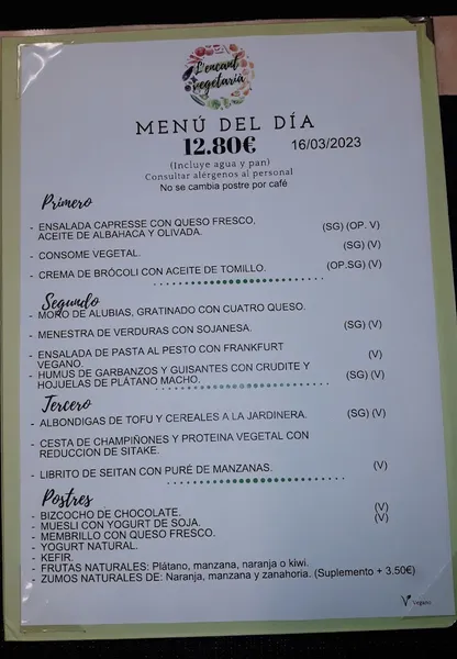 menu 2 of L'Encant Vegetarià