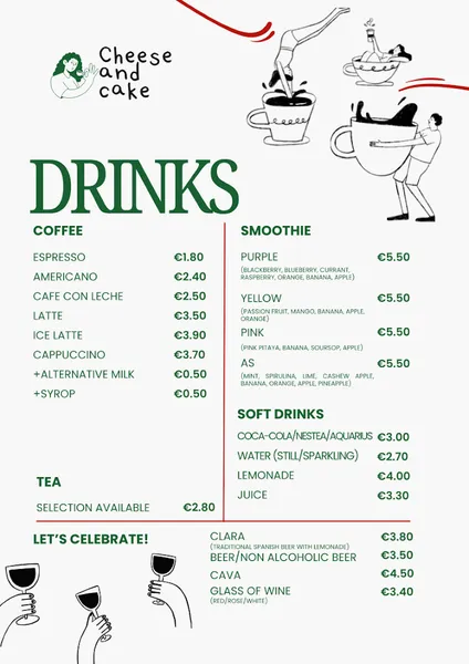 menu 2 of Cheese and Cake