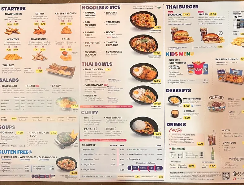 menu 1 of padthaiwok. Marbella