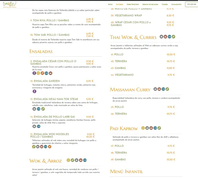 menu 1 of Thai & Rice