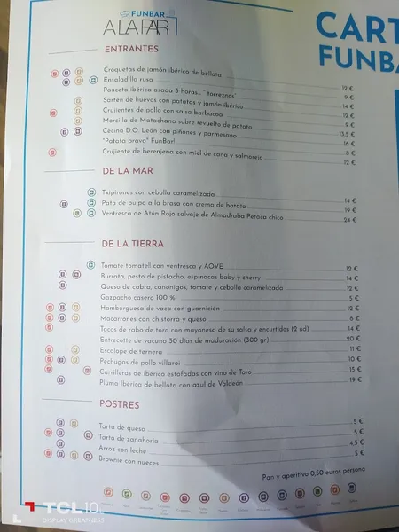 menu 2 of Restaurante Funbar