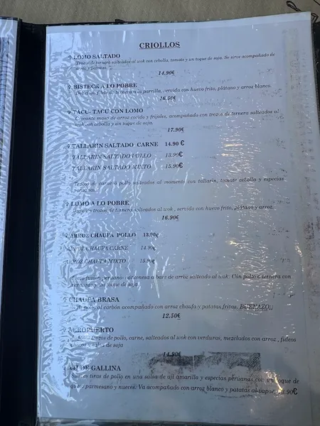 menu 1 of Nazca Restaurante