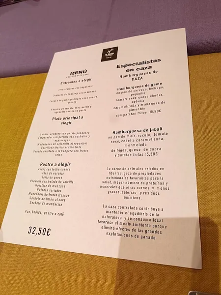 menu 2 of Restaurante El Gamo