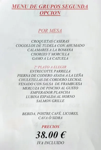 menu 0 of Restaurante La Montaña