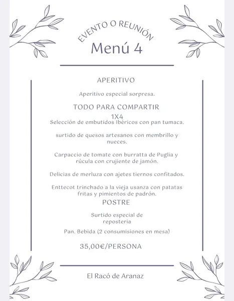 menu 2 of Restaurante Bar El Racó de Aranaz