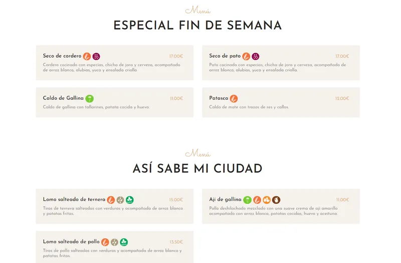 menu 1 of Aklla - Tapas Peruanas