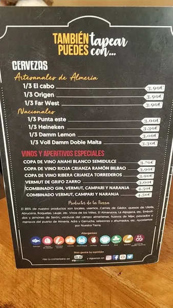 menu 0 of Taberna Nuestra Tierra