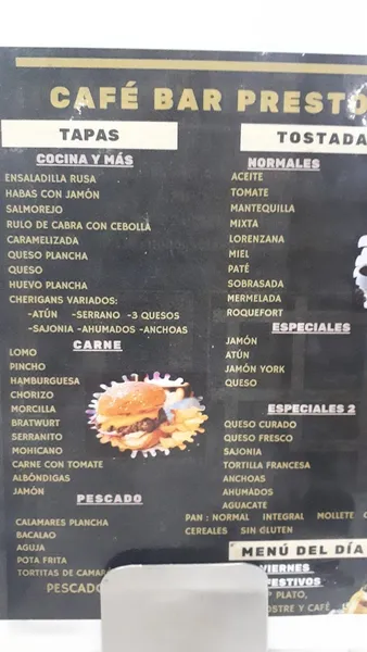 menu 1 of Café Preston