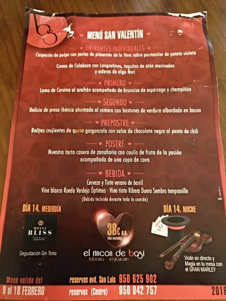 menu 2 of El Rincón de Basi