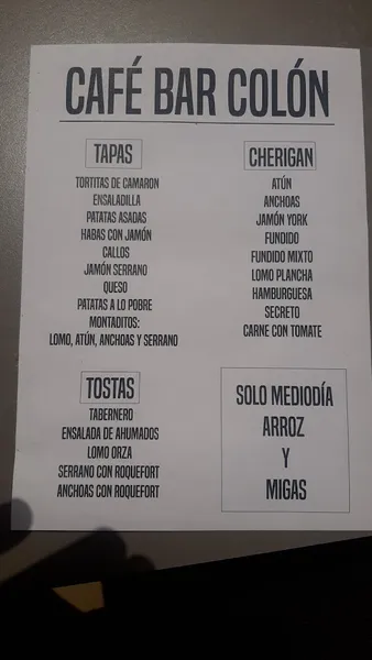 menu 1 of Colón
