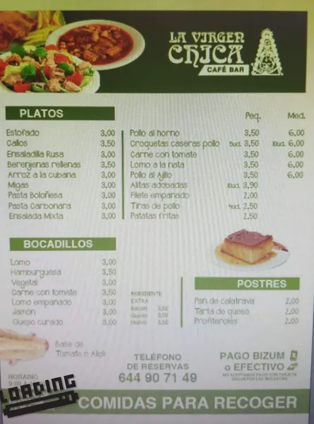 menu 0 of Café Bar La Virgen Chica