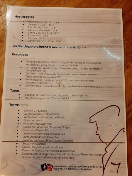 menu 1 of El Rinconcito de Juan
