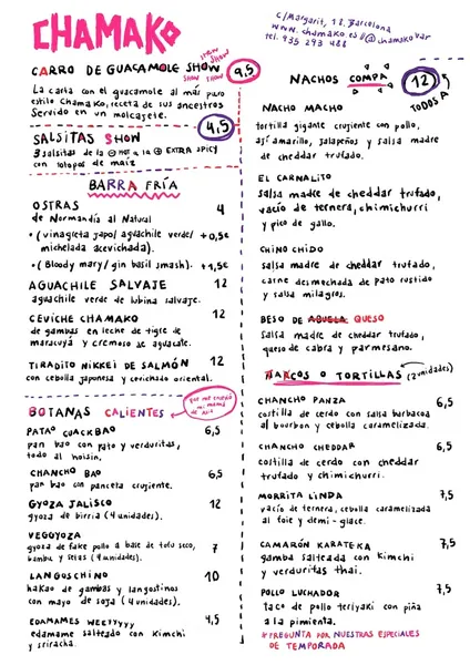 menu 1 of Chamako | Restaurante Mexicano Barcelona