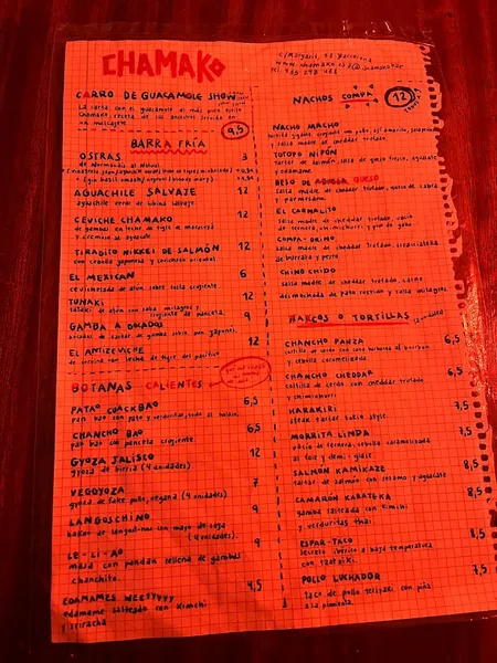 menu 2 of Chamako | Restaurante Mexicano Barcelona