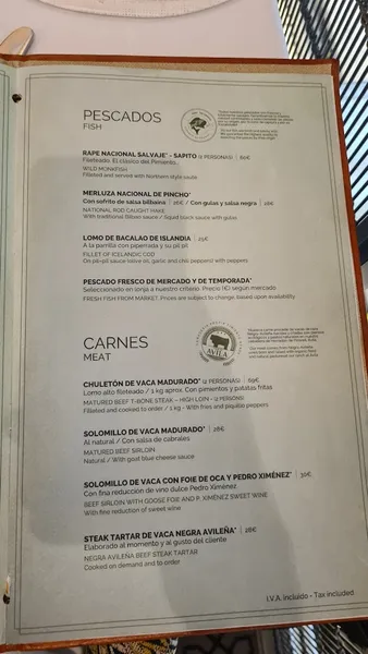 menu 2 of El Pimiento Verde