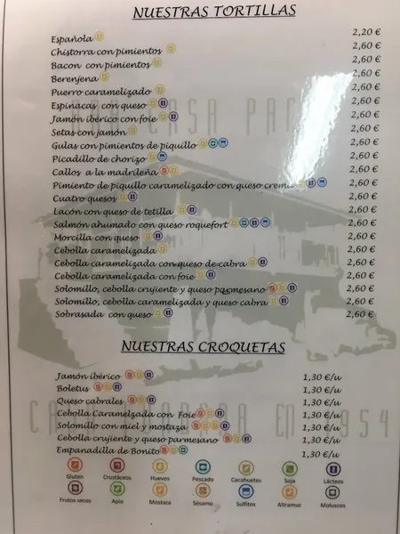 menu 2 of Casa Paco