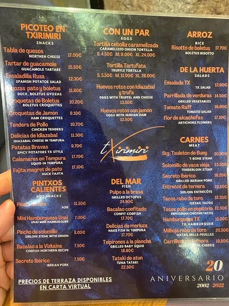 menu 0 of Txirimiri Ferraz