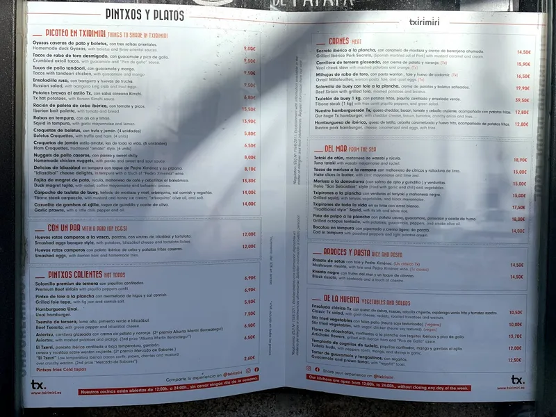 menu 1 of Txirimiri Ferraz