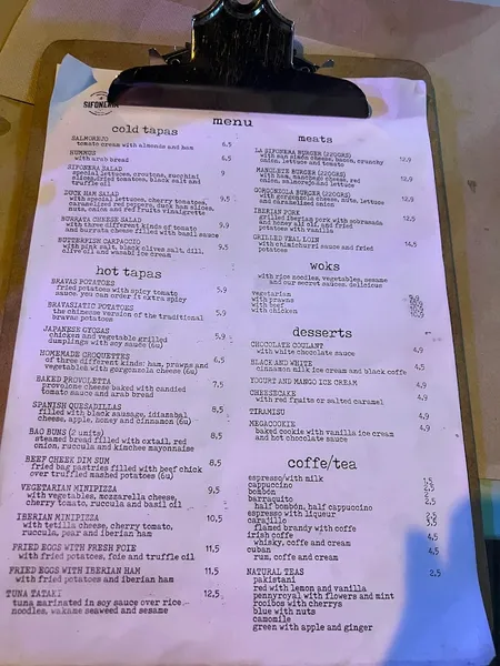 menu 1 of La Sifonería