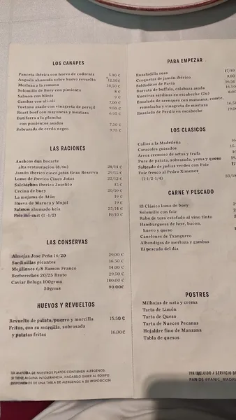 menu 0 of Cuenllas