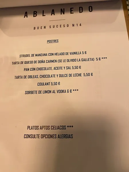 menu 1 of Restaurante Ablanedo