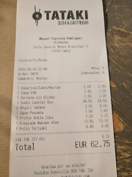 menu 2 of Restaurante TATAKI
