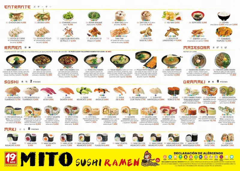 menu 1 of MITO SUSHI RAMEN
