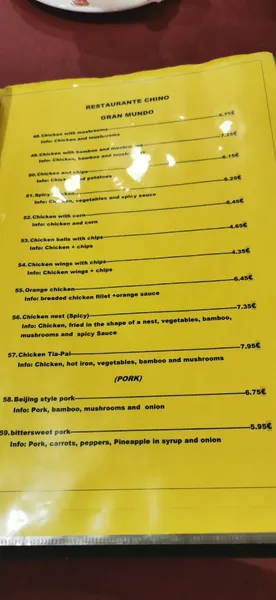 menu 2 of Restaurante Chino Gran Mundo