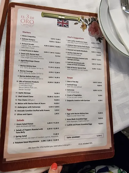 menu 2 of Restaurante El 3 de Oro