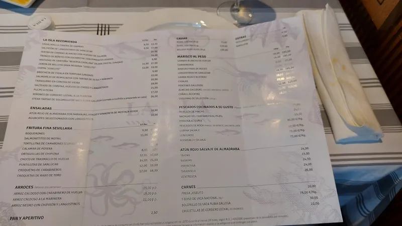 menu 1 of La Isla Restaurante