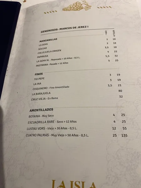 menu 2 of La Isla Restaurante