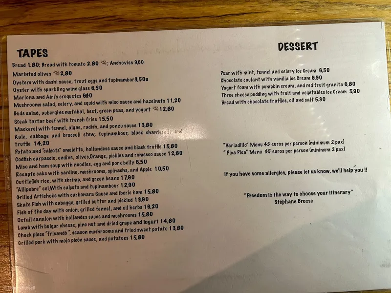 menu 1 of Restaurante La Panxa del Bisbe